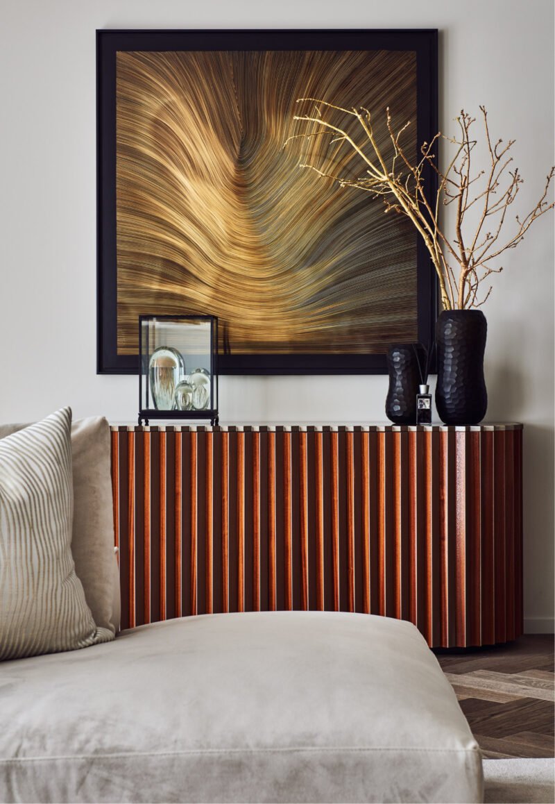 interior design gold wave painting